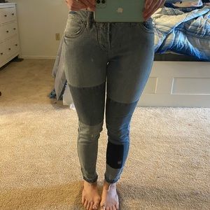 Free people patched denim jeans